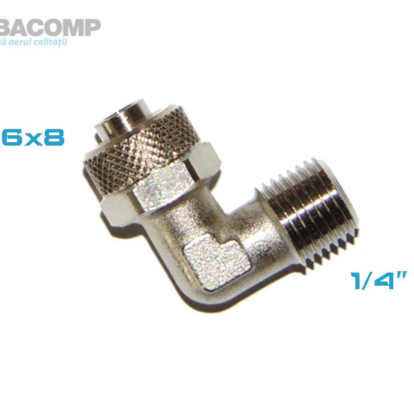 1/4 MALE THREAD L TYPE CONNECTOR FOR 6X8 HOSE A162/6 VEPA