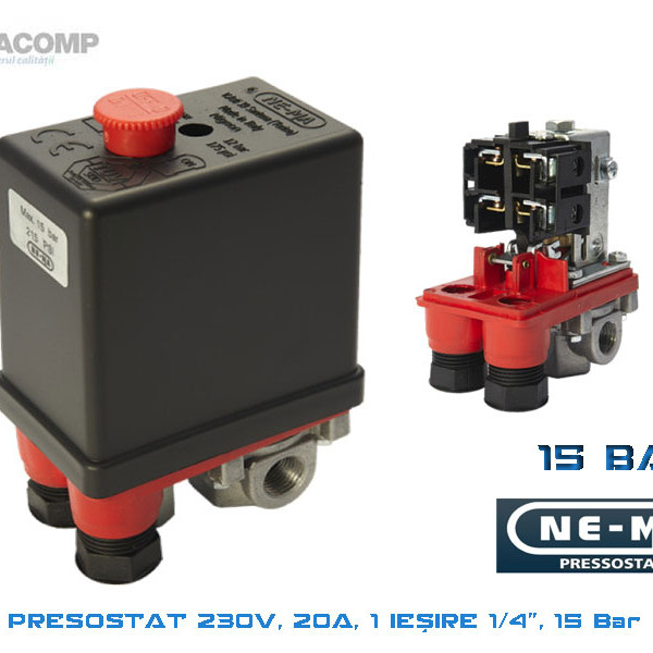 230V 20A 15 BAR AIR COPRESSOR PRESSURE SWITCH PM1V 16B NE-MA