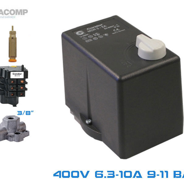 PRESOSTAT MDR3 400V TRIFAZAT 6,3-10A 9-11 BAR 3 IESIRI 223382 CONDOR