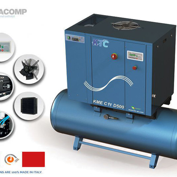 Compresor cu surub cu uscător KTC 11KW rezervor 500L |Uz industrial KME C11 400V/3/50 10 KTC