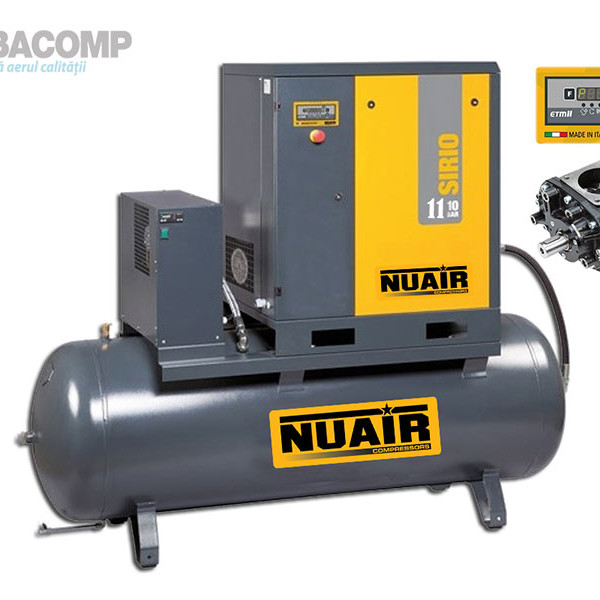 SCREW AIR COMPRESSOR SIRIO 11KW 10BAR 500L SIRIO 11-10-500 ES NUAIR