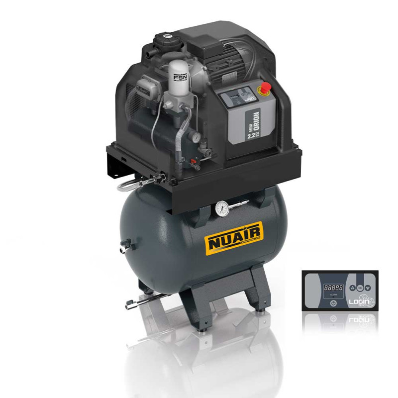 230V SCREW AIR COMPRESSOR 90L AIR TANK MINIORION 2.2-10-90 M NUAIR