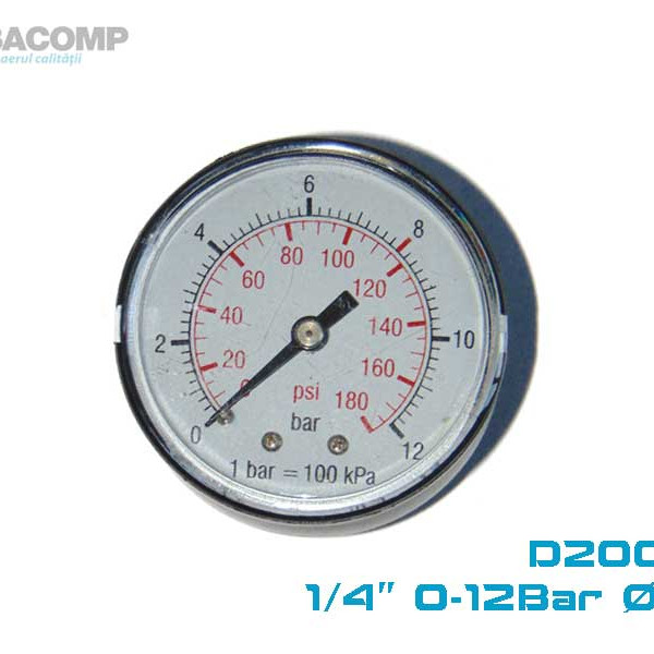 MANOMETER 0-180 PSI 1/4 Ø50 D200/3 FIMET-WATTS
