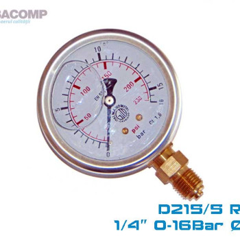 GLYCERIN PRESSURE GAUGE D63 1/4 0-16 BAR