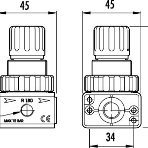 Pressure reductor with gauge 1/4