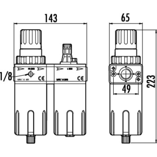 1/2 AIR PREPARATION UNIT FILTER REGULATOR LUBRICATOR FRL-200 GAV